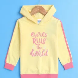 Bumzee Girls Yellow Cotton Graphic Sweatshirt-image-26