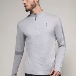 Campus Sutra Grey Regular Fit Texture Henley T-Shirt image 4