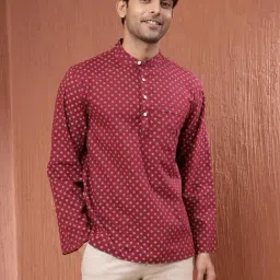 Fabindia Maroon Cotton Comfort fit Printed Shirt image 3