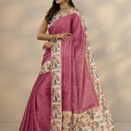 Libas Mauve Woven Design Saree With Unstitched Blouse image 3