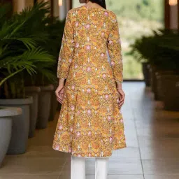 Folksong By W Mustard Pure Cotton Printed Kurti image 2