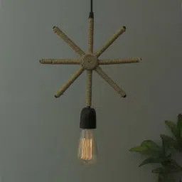 Homesake Beige Snowflake Shape Hemp Rope Lamp - Set of 1 (Bulb not included) image 1