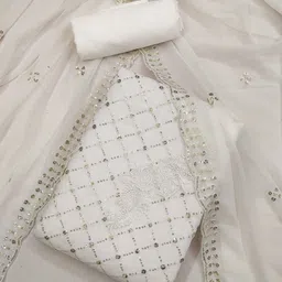 Nayanthara Trends Embellished Unstitched Dress Material image 2