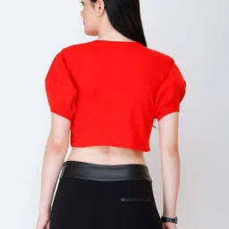 Cation Red Short Sleeve Crop Top image 2