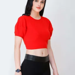 Cation Red Short Sleeve Crop Top image 4