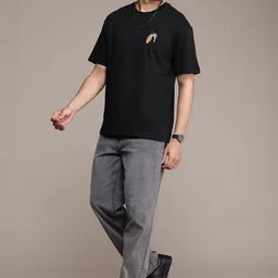 WROGN Drop-Shoulder Sleeves Pure Cotton Oversized T-shirt image 4