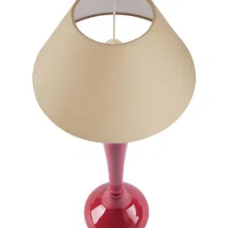 Homesake Red Royal Ovoid Aluminium Table Lamp With Golden Cone Shade (Bulb Included) - Set of 1 image 3