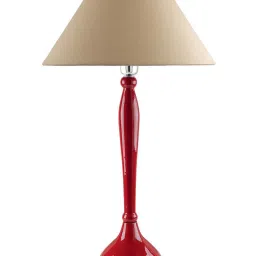 Homesake Red Royal Ovoid Aluminium Table Lamp With Golden Cone Shade (Bulb Included) - Set of 1 image 2