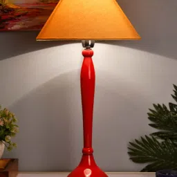 Homesake Red Royal Ovoid Aluminium Table Lamp With Golden Cone Shade (Bulb Included) - Set of 1 image 1