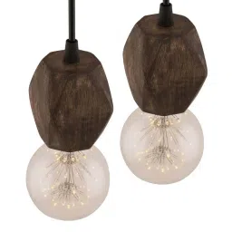 Homesake Walnut Hexagon Wooden Hanging Holders - Set of 2 (Bulb not included) image 2