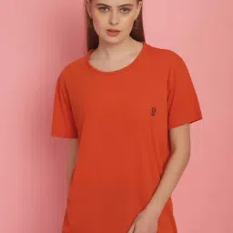 Vimal Jonney Orange Cotton Sports T-Shirt-image-69