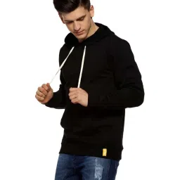 Campus Sutra Black Regular Fit Hooded Sweatshirt image 3