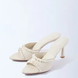 LUNA BLU by Westside Ivory Pearlescent Kitten-Heel Sandals image 2