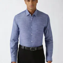 Peter England Blue Regular Fit Texture Shirt-picture-10