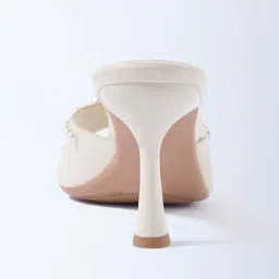 LUNA BLU by Westside Ivory Pearlescent Kitten-Heel Sandals image 3