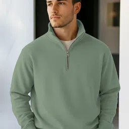 Fashion And Youth Men Solid Half Zipper Pullover Sweatshirt-picture-13