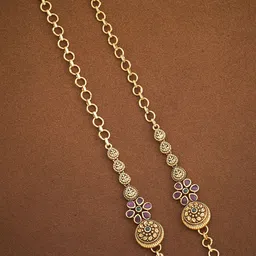 Kushal's Fashion Jewellery Women Ruby-Green Gold-Plated Ethnic Antique Matil-picture-33