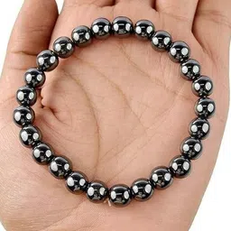 Divine souvenirs Unisex Hematite Beaded Elasticated Bracelet image 2