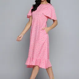 Mast & Harbour Floral Print Flared Sleeve Crepe A-Line Midi Dress image 4