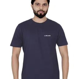 LA MILANO Men Graphic Printed Round Neck Pure Cotton Slim Fit T-shirt image 3