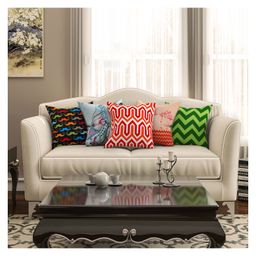 SEJ by Nisha Gupta Abstract Premium 16 by 16 Cushion Covers Set of 5 - Multicolor-picture-21