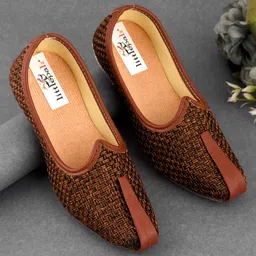 Little Palz Intricate Weave Self Textured Mojaris - Brown-picture-14