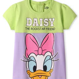 Babyhug Disney Single Jersey KnitHalf Sleeve Cut & Sew Top With Daisy Duck Graphic - Light.Green & Purple-picture-39