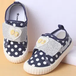 Cute Walk by Babyhug Polka Dots Printed Casual Shoes with Heart Bow Applique & Velcro Closure - Navy Blue-picture-34