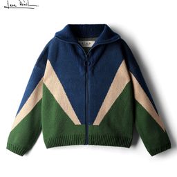 arias by lara dutta Arias Knit Full Sleeves Front Open Zipper Color Block Sweater - Navy Blue & Green-picture-34
