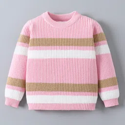 Mark & Mia Viscose Full Sleeves Pullovers with Color Block Design - Pink-picture-22