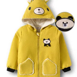 Mark & Mia Full Sleeves Hooded Sweatjacket With Teddy Bear Embroidery & Applique - Yellow-picture-36