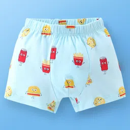 Babyhug 100% Cotton Briefs Striped & Fries Print Pack of 3 - Blue & Yellow image 2