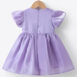 Mark & Mia Puff Sleeves Party Dress with Bow Applique - Purple image 2
