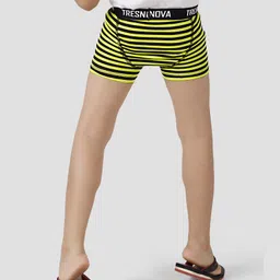 TRESNOVA Cotton Elastane Knit Pack Of 3 Striped & Typography Printed Briefs - Orange Yellow & Black image 3