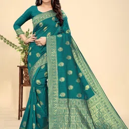 MORDEN MUSE Ethnic Motifs Zari Banarasi Saree-image-47