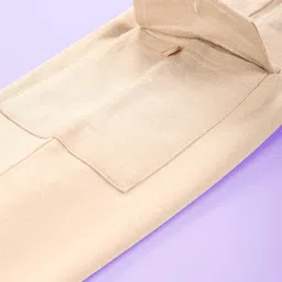 Kiddopanti Fleece Knit Solid Cargo Track Pants - Beige image 4