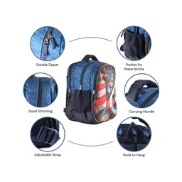 marvel by kuber Kuber Industries Set of 2 School College Combo Set  Captain America Backpack & Pencil Pouch Set  School Backpack with Stationery Pouch  Perfect Combo For Adults & Kids  School Combo Set  Blue - 17 Inches image 4