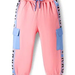 Ollington St. 100% Cotton Full Sleeves Hoodie & Jogger Set with Text Print - Pink image 4