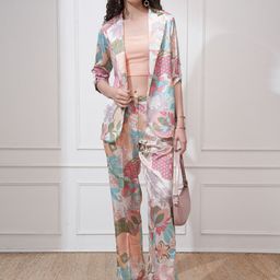 Vishudh Women Printed Blazer With Pant Co-Ord Set-picture-2