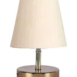 Devansh off-white cotton Round Metal Gold Table Lamp image 5