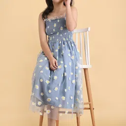 PTVIZE Floral Print Net Fit & Flare Midi Dress-image-50