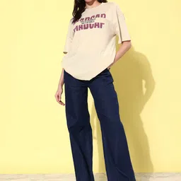 Roadster Women Cozy Beige Hyper Graphics T-shirt image 2