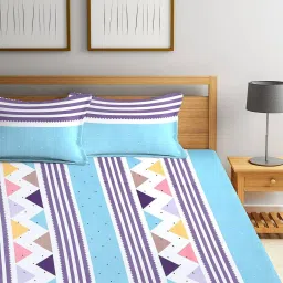 Klotthe Stripes Multicolor 210 TC Cotton Blend Double 2 Bed Sheet With 4 Pillow Covers image 2