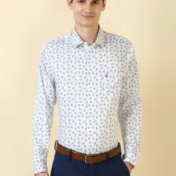 Allen Solly White Cotton Slim Fit Printed Shirt-picture-30