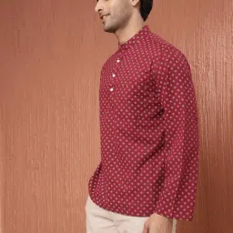 Fabindia Maroon Cotton Comfort fit Printed Shirt image 4