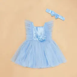 Pantaloons Baby Kids Blue Cotton Applique Dress image 2