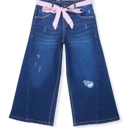 Gini & Jony Girls Navy Distressed Culottes image 2