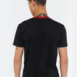 forever 21 Forever21 Black Cotton Regular Fit Self Pattern T-Shirt image 2