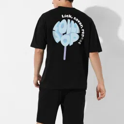 Campus Sutra Black Regular Fit Oversized Lollipop Printed Co-Ord Set image 2