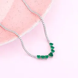 GIVA 92.5 Sterling Silver Green Heart Necklace-image-89